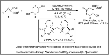 Graphical abstract: Catalytic asymmetric [3 + 3] annulation of cyclopropanes with mercaptoacetaldehyde