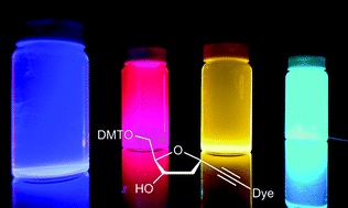 Graphical abstract: Efficient synthesis of fluorescent alkynyl C-nucleosides via Sonogashira coupling for the preparation of DNA-based polyfluorophores