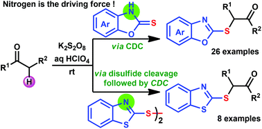 Graphical abstract: Synthesis of α-sulfenyl monoketones via a metal-free oxidative cross dehydrogenative coupling (CDC) reaction