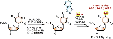 Graphical abstract: Facile functionalization at the C4 position of pyrimidine nucleosides via amide group activation with (benzotriazol-1-yloxy)tris(dimethylamino)phosphonium hexafluorophosphate (BOP) and biological evaluations of the products