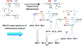 Graphical abstract: Characterization of the cross-linking structures in UV- and EB-cured acrylic copolymer resins using high resolution MALDI-spiral-TOFMS combined with supercritical methanolysis