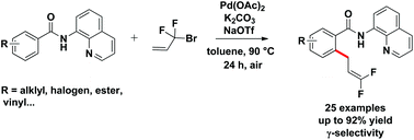 Graphical abstract: Pd(ii)-catalyzed direct functionalization of C–H bonds of benzamides for synthesis of 1,1-difluoro-1-alkenes