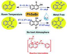 Graphical abstract: PhSeBr mediated hydroxylative oxidative dearomatization of naphthols – an open air facile one-pot synthesis of ketols