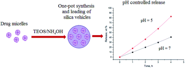 Graphical abstract: One-pot synthesis and loading of mesoporous SiO2 nanocontainers using micellar drugs as a template
