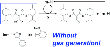 Graphical abstract: A non-linear organic reaction of malonate derivative as a base amplifier to generate imidazoles without producing gas
