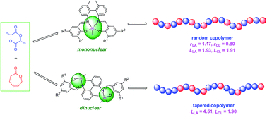 Graphical abstract: Copolymerization of l-lactide and ε-caprolactone catalyzed by mono-and dinuclear salen aluminum complexes bearing bulky 6,6′-dimethylbipheyl-bridge: random and tapered copolymer