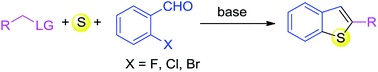 Graphical abstract: Three-component 2-aryl substituted benzothiophene formation under transition-metal free conditions