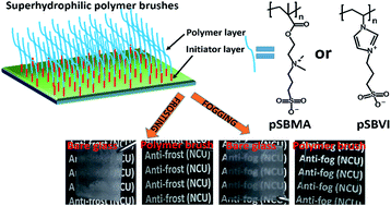 Graphical abstract: Zwitterionic polymer brush coatings with excellent anti-fog and anti-frost properties