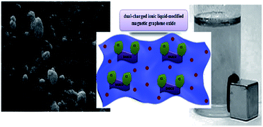 Graphical abstract: Covalently bonded double-charged ionic liquid on magnetic graphene oxide as a novel, efficient, magnetically separable and reusable sorbent for extraction of heavy metals from medicine capsules