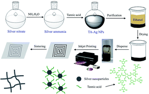 Graphical abstract: Tannic acid stabilized silver nanoparticles for inkjet printing of conductive flexible electronics