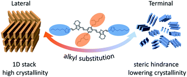 Graphical abstract: Influence of alkyl substitution on the supramolecular organization of thiophene- and dioxine-based oligomers