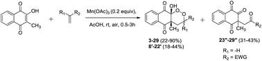 Graphical abstract: Mn(OAc)3 catalyzed intermolecular oxidative peroxycyclization of naphthoquinone