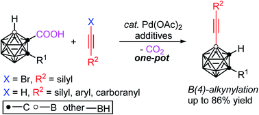 Graphical abstract: Palladium catalyzed regioselective B–C(sp) coupling via direct cage B–H activation: synthesis of B(4)-alkynylated o-carboranes