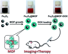 Graphical abstract: Theranostic metal–organic framework core–shell composites for magnetic resonance imaging and drug delivery