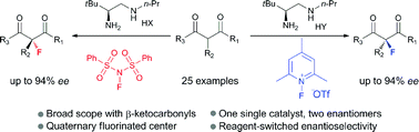 Graphical abstract: Reagent-controlled enantioselectivity switch for the asymmetric fluorination of β-ketocarbonyls by chiral primary amine catalysis