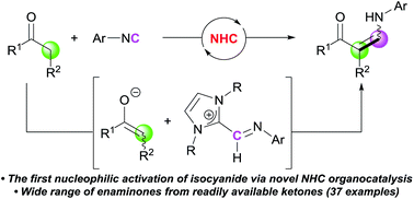 Graphical abstract: Organocatalytic activation of isocyanides: N-heterocyclic carbene-catalyzed enaminone synthesis from ketones