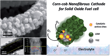 Graphical abstract: Corn-cob like nanofibres as cathode catalysts for an effective microstructure design in solid oxide fuel cells