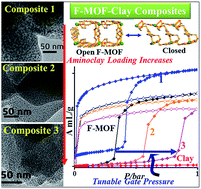 Graphical abstract: Flexible MOF–aminoclay nanocomposites showing tunable stepwise/gated sorption for C2H2, CO2 and separation for CO2/N2 and CO2/CH4