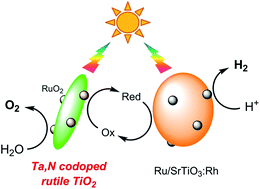Graphical abstract: Solar-driven Z-scheme water splitting using tantalum/nitrogen co-doped rutile titania nanorod as an oxygen evolution photocatalyst