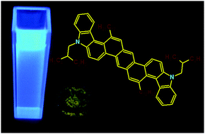 Graphical abstract: Nine-ring angular fused biscarbazoloanthracene displaying a solid state based excimer emission suitable for OLED application