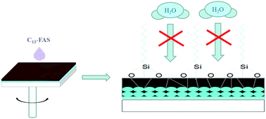 Graphical abstract: Hydrophobic coating over a CH3NH3PbI3 absorbing layer towards air stable perovskite solar cells