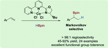 Graphical abstract: Cobalt-catalysed Markovnikov selective hydroboration of vinylarenes