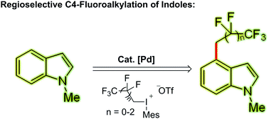 Graphical abstract: Palladium-catalyzed regioselective C–H fluoroalkylation of indoles at the C4-position