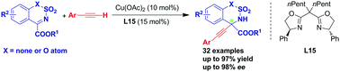 Graphical abstract: Copper-catalyzed asymmetric alkynylation of cyclic N-sulfonyl ketimines