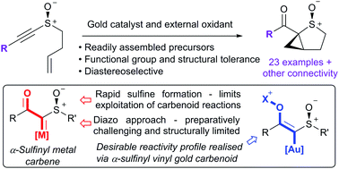 Graphical abstract: Alkynyl sulfoxides as α-sulfinyl carbene equivalents: gold-catalysed oxidative cyclopropanation