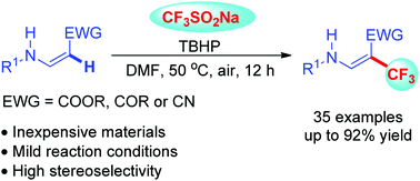 Graphical abstract: Transition-metal-free synthesis of β-trifluoromethylated enamines with trifluoromethanesulfinate