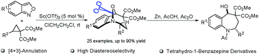 Graphical abstract: Lewis acid catalyzed diastereoselective [3+4]-annulation of donor–acceptor cyclopropanes with anthranils: synthesis of tetrahydro-1-benzazepine derivatives