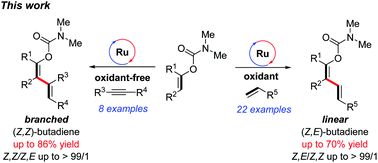 Graphical abstract: Ruthenium-catalyzed olefinic C–H alkenylation of enol-carbamates: highly stereo-selective synthesis of (Z,Z) and (Z,E)-butadienes