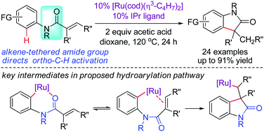 Graphical abstract: A tethering directing group strategy for ruthenium-catalyzed intramolecular alkene hydroarylation
