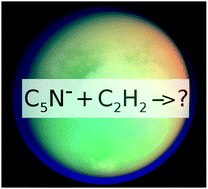 Graphical abstract: The reaction of C5N− with acetylene as a possible intermediate step to produce large anions in Titan's ionosphere