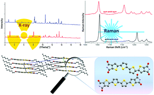 Graphical abstract: A synergic approach of X-ray powder diffraction and Raman spectroscopy for crystal structure determination of 2,3-thienoimide capped oligothiophenes
