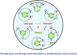 Graphical abstract: Through bond and through space interactions in dehydro-diazine radicals: a case study of 3c-5e interactions