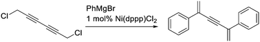 Graphical abstract: Synthesis of ene-yne-enes by nickel-catalyzed double SN2′ substitution of 1,6-dichlorohexa-2,4-diyne