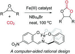 Graphical abstract: Computer-aided rational design of Fe(iii)-catalysts for the selective formation of cyclic carbonates from CO2 and internal epoxides