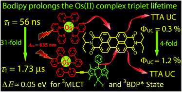 Graphical abstract: Exploiting the benefit of S0 → T1 excitation in triplet–triplet annihilation upconversion to attain large anti-stokes shifts: tuning the triplet state lifetime of a tris(2,2′-bipyridine) osmium(ii) complex