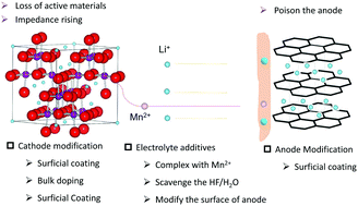 Graphical abstract: Dissolution, migration, and deposition of transition metal ions in Li-ion batteries exemplified by Mn-based cathodes – a critical review