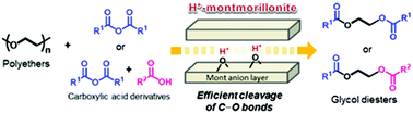 Graphical abstract: Effective management of polyethers through depolymerization to symmetric and unsymmetric glycol diesters using a proton-exchanged montmorillonite catalyst