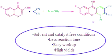 Graphical abstract: An efficient approach for the synthesis of 5-hydroxy-chromeno[2,3-b]pyridines under catalyst and solvent free conditions