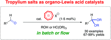 Graphical abstract: Tropylium salts as efficient organic Lewis acid catalysts for acetalization and transacetalization reactions in batch and flow