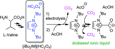Graphical abstract: Bio-based 1,3-diisobutyl imidazolium hydrogen oxalate [iBu2IM](HC2O4) as CO2 shuttle
