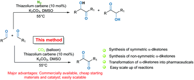 Graphical abstract: CO2-assisted synthesis of non-symmetric α-diketones directly from aldehydes via C–C bond formation
