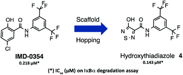 Graphical abstract: 4-Hydroxy-N-[3,5-bis(trifluoromethyl)phenyl]-1,2,5-thiadiazole-3-carboxamide: a novel inhibitor of the canonical NF-κB cascade