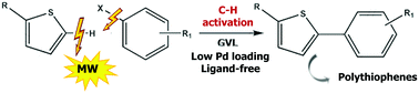 Graphical abstract: Microwave-assisted, ligand-free, direct C–H arylation of thiophenes in biomass-derived γ-valerolactone