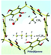 Graphical abstract: The role of non-covalent interaction for the adsorption of CO2 and hydrocarbons with per-hydroxylated pillar[6]arene: a computational study