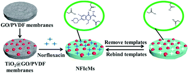 Graphical abstract: Molecularly imprinted nanocomposite membranes based on GO/PVDF blended membranes with an organic–inorganic structure for selective separation of norfloxacin