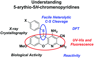 Graphical abstract: Understanding the structure and reactivity of the C–S linkage in biologically active 5-arylthio-5H-chromenopyridines